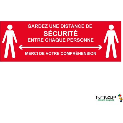 Panneau Garder une distance de sécurité - Rouge - spécial sol - 450x150 mm - 4007564