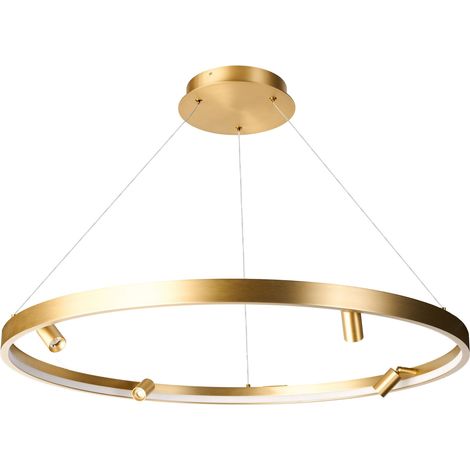 Suspension OBRA + 80cm 2900K 38W 2583lm rond laiton 4 têtes - EUROPOLE - 34914