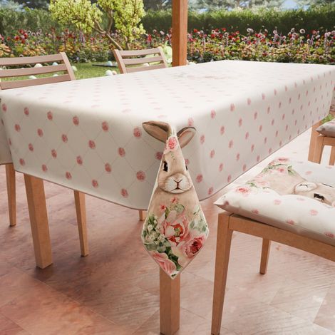 Nappe de Pâques rectangulaire Anti-Taches Nappe de Table de Cuisine Motif « Lapin Rose » 14 Couverts (140 x 300 cm) 100% Fabriqué en Italie (1/4)