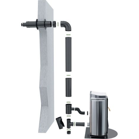 BIOTEN – Kit de raccordement façade Bioten 80/125 noir – Conduit bi-flux pour poêles à granulés – Installation rapide sans travaux coûteux