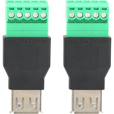 2PCS Quicklink Solderless Type A Female USB Terminal Adapter Converter