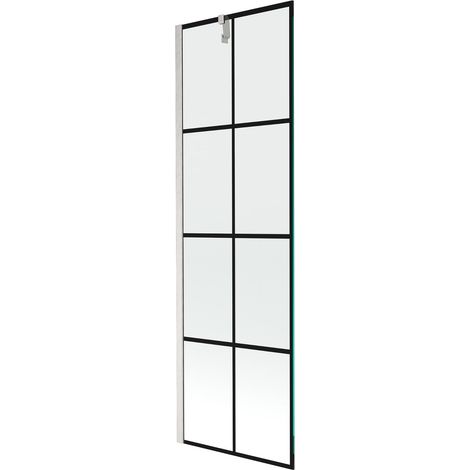 Mexen Next mampara de bañera de 1 hoja 60 x 150 cm, cuadrícula negra, níquel cepillado - 895-060-000-00-77-97 (1/5)
