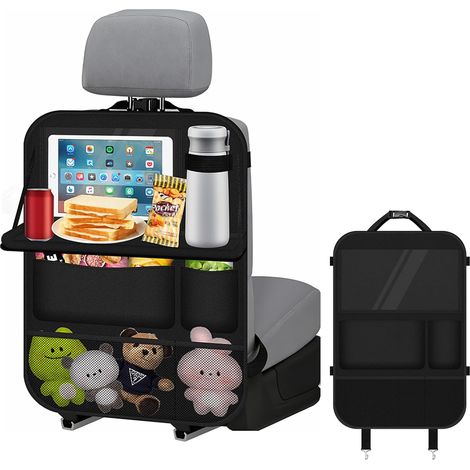 Organisateur voiture enfant, Protection Siège Arrière avec Table Pliante pour ranger des jouets et Collations, Imperméable et Résistant aux Taches (1/5)