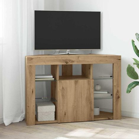 Corner LED TV Cabinet 100x40x68cm Artisan Oak Engineered Wood vidaXL