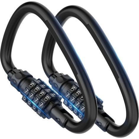 Zweiteiliges Zahlenschloss, robuster 4-stelliger Karabiner, D-förmiges Zahlenschloss für Fahrradsicherheitskabel, Helmschloss, Outdoor-Schloss, Fahrradschloss, Diebstahlsicherung