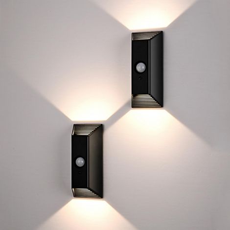 Lot de 2 Applique Murale LED Intérieur sans Fil à Batterie 4000mAh, Détecteur de Mouvement 3 Couleurs Lumière Luminosité Réglable, Montage Magnétique avec pour Couloir Escalier Salon (1/5)