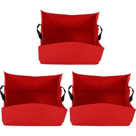 3er-Pack dicke, vliesstoffbeschichtete Pflanzsäcke für Gemüse und Setzlinge, mit Tragegriffen, rot-rosa, 40 x 30 x 20 cm