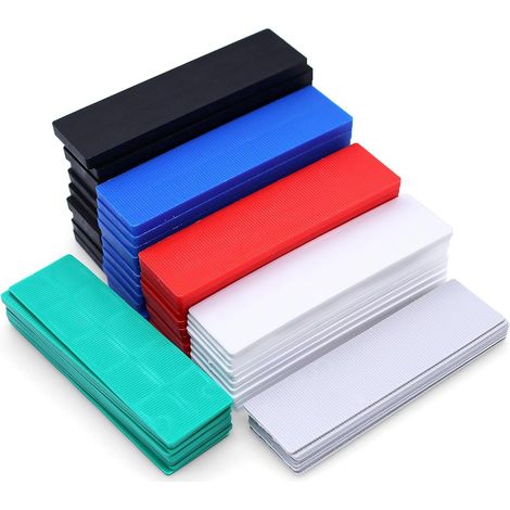 60 Pieces Plastic Glazing Wedges, 100 × 28 × 1, 2, 3, 4, 5, 6 mm Plastic Shims, Terrace Wedges, Thickness Wedge Set, Tile Wedges, Colourful (1/5)