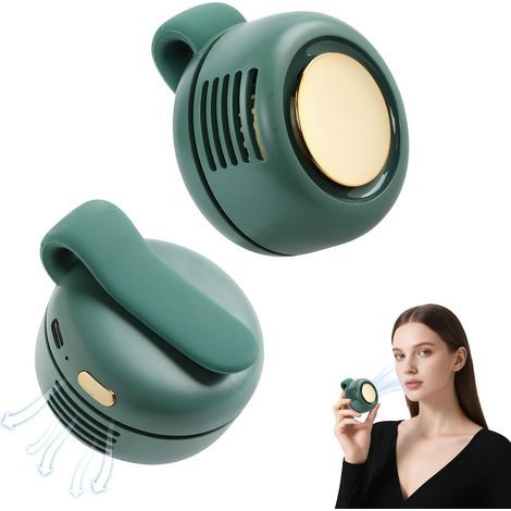 Petit ventilateur à pince, mini ventilateur portable silencieux sans pales, 3 vitesses, pour chemise, mini ventilateurs tourbillon pour ceinture (vert)-AquaForge (1/5)