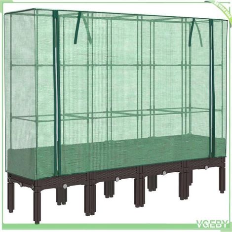 Jardinière surélevée avec housse - FAFEICY - 4015807 - Aspect rotin - 160x40x140 cm - Housse imperméable (1/5)