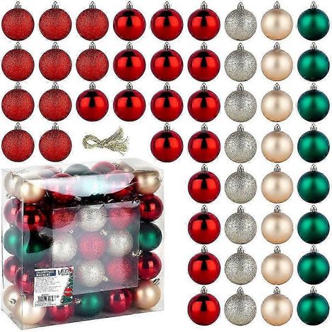 Boules de Noël à partager Rouge Vert Champagne 6 cm 50 pièces. (1/5)