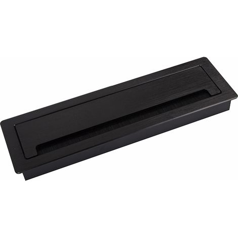 Kabeldurchführung mit Stoßdämpfer, 300 x 90 x 28 mm, gebürstetes, mattschwarzes Aluminium SANS MARQUE