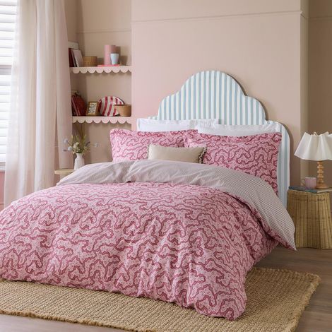 Ensemble de housse de couette réversible Wylder Brianna en coton à motif floral King Ch Cherry[NX] (1/5)