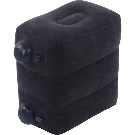 Coussin gonflable pour pieds, circulation sanguine, fatigue, PVC floqué, repose-pieds bleu foncé voyage. (1/5)