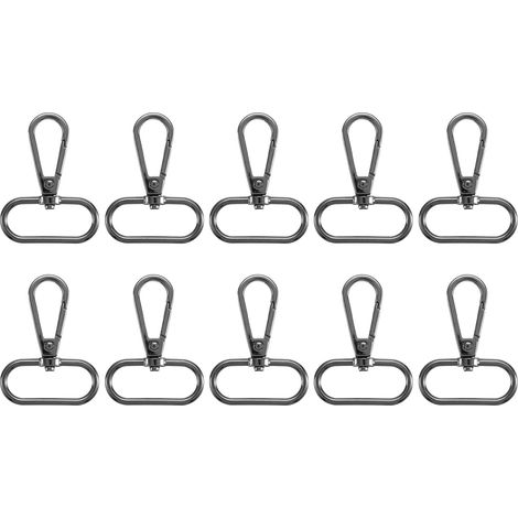 10Pcs Mousquetons Pivotants, Mousqueton à Anneau Ovale de 1,25 Pouce, Fermoir à Griffe en Métal avec Porte-Poussoir pour Fabrication de Sacs à Main, Ceinture, Noir (1/5)