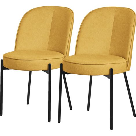 ML-Design Set 2 Sedie da Sala Pranzo Giallo Senape in Poliestere Gambe in Metallo, Struttura in Acciaio, con Schienale Semi-Rotondo, Poltrone Ergonomiche, Poltroncine Imbottite per Soggiorno e Cucina (1/5)