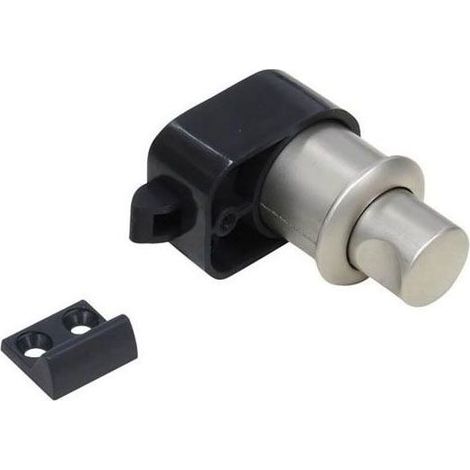 Loqueteau push/lâche nickel mat – Bouton escamotable pour fermeture facile – Compatible panneaux 18 à 24 mm – Livré avec gâche et visserie (1/2)