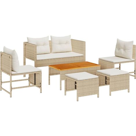 Set Divano da Giardino 6 pz Salotto da Giardino Beige e Crema polyrattan (1/5)