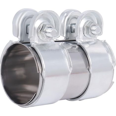 Conector para tubo de escape, 50 mm, acero inoxidable  Conector para tubo de escape, abrazadera universal con 2 abrazaderas (50 mm de diámetro / L: 95 mm) (1/3)