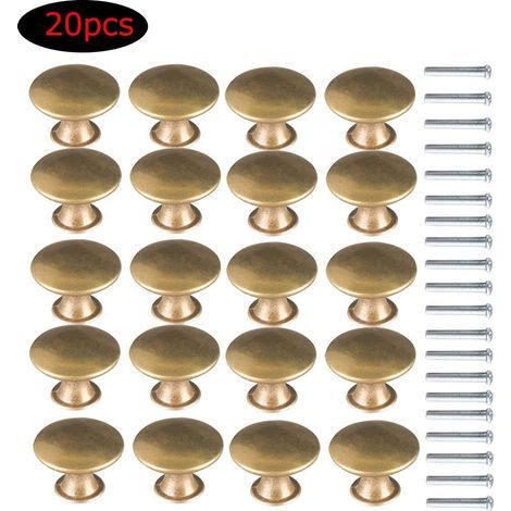Bouton de meuble vintage en laiton 20 pièces – Poignée champignon 30x21 mm – Pour tiroirs et armoires – Finition lisse et rétro (1/5)