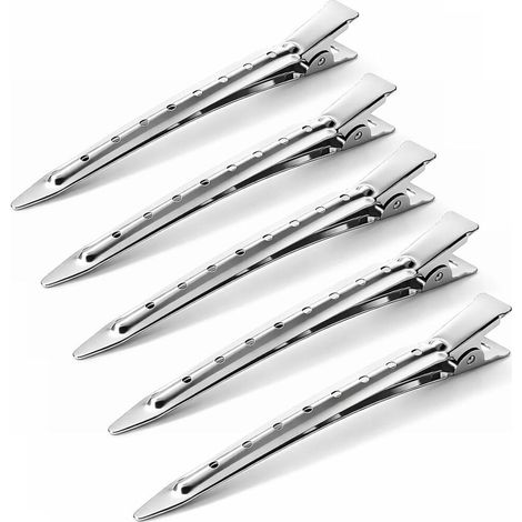 Lot de 10 Pinces Crocodile Cheveux Métal 9 cm – Pinces à Cheveux Femme Bec de Canard avec Boîte – Id (1/5)