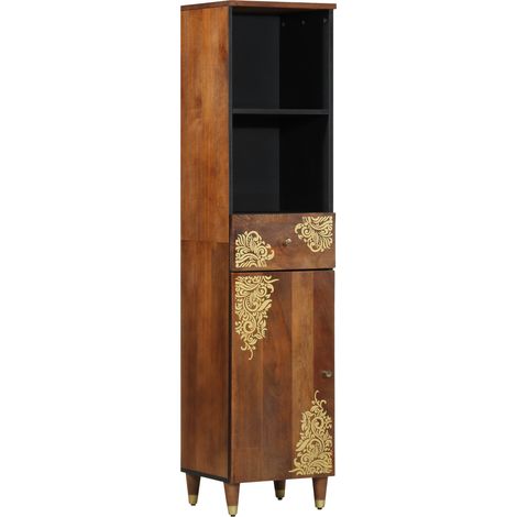 Badezimmerschrank Honigbraun 38 x 33 x 160 cm Massivholz Mango
