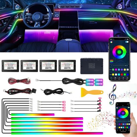 Éclairage intérieur LED voiture 18 en 1, ambiance RGB APP, synchronisation musicale (1/5)