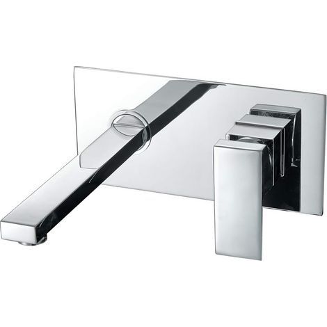 Rubinetto da bagno a parete, miscelatore per lavabo, acqua calda e fredda, a tenuta stagna, in ottone cromato, rubinetto per lavabo di forma quadrata (1/3)