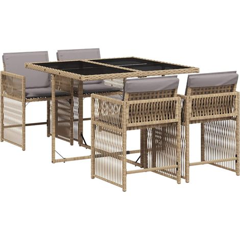 Maison Exclusive - Set comedor de jardín 5 pzas con cojines ratán (1/5)