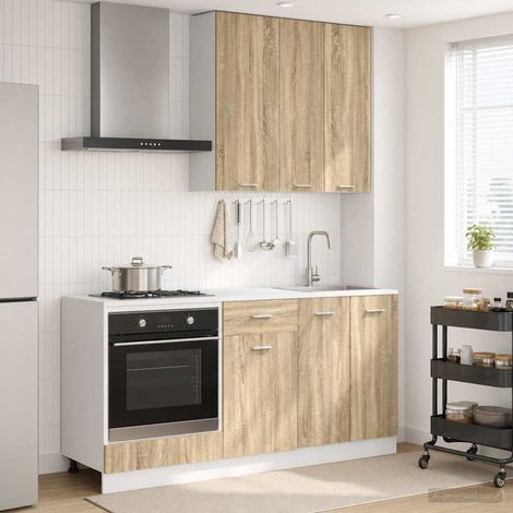 vidaXL Unité de cuisine LYON 5 pc Chêne Sonoma Bois d'ingénierie (1/5)