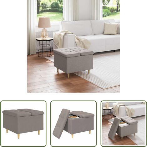 Stauraum - Aufbewahrungsottomane mit Kissen Taupe 60 x 60 x 45 cm Stoff (1/5)