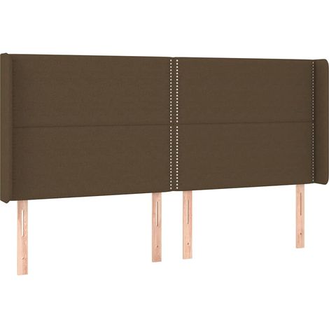 Maison Exclusive - Tête de lit avec oreilles Marron foncé 183x16x118/128 cm Tissu (1/5)