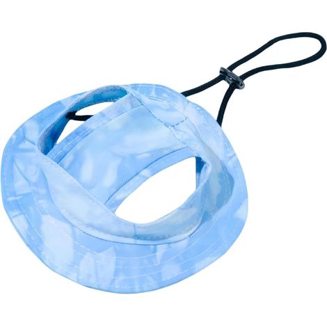 1 Casquette pour chien, ajustable avec trous oreilles, respirante, protection UV, été plein air, taille M, bleu