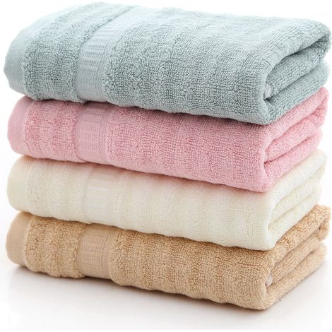 Lingettes pour les mains en coton doux ultra-absorbant pour le bain, les mains, le visage et la salle de sport (paquet de 4, 35 x 75 cm, motif ondulé) (1/5)