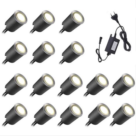 Union – Spot encastrable extérieur IP67 – Mini spot LED 0,6W blanc chaud 2800K – Diamètre 32mm pour terrasse, jardin, escaliers – Kit de 16 lampes (1/5)