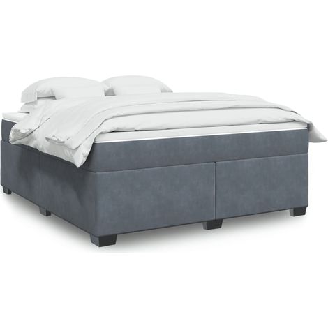 Boxspringbett mit Matratze Dunkelgrau 180x200 cm Samt