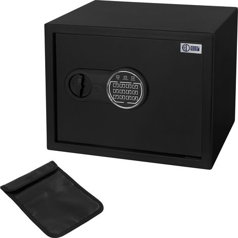ECD Germany Safe Tresor 27L 38x30x29,5cm, stabiler Stahl, Wandtresor mit Sensorlicht & Digitale Tastatur für Schmuck Bargeld Dokumente, Elektronischer Möbeltresor Geldkassette mit PIN-Code, Schlüssel