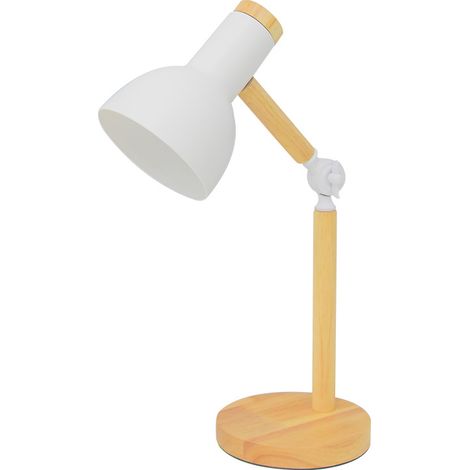 Flexo d'Écriture TEACHER 1xE-27 en Métal et Bois, Idéal pour Bureau et Chambre, Noir, Design Moderne et Élégant, Matériau: Métal (AMPOULE NON INCLUSE) (BLANC) (1/5)
