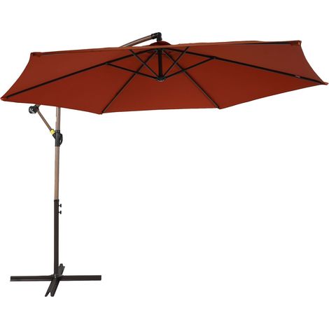 Axi Dion Parasol Rond Ø 300 Cm, Aspect Chêne/Terracotta Pour Le Jardin / Terrasse Avec Armature Thermolaquée Pied En Croix Inclus Inclinable Et Pivotant À 360° (1/5)
