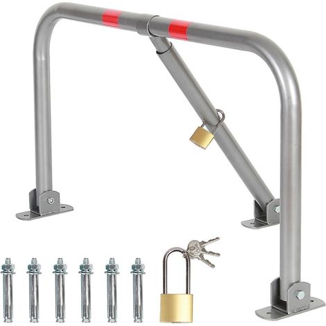 Mucola – Barrière de parking pliante 80 cm – Borne argentée ou rouge – Mécanisme de verrouillage intégré – Installation facile (1/5)