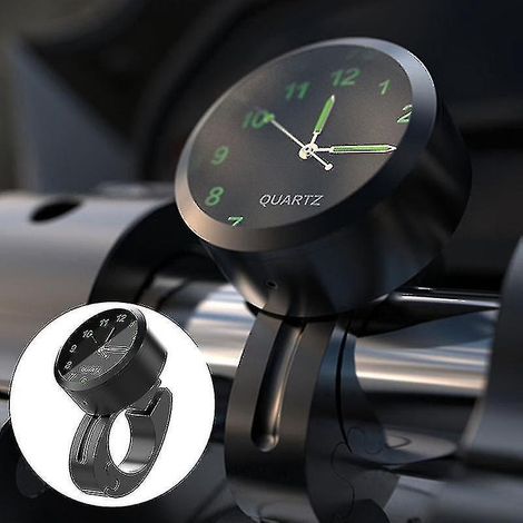 Horloge miniature phosphorescente pour moto, cadran en alliage d'aluminium, à fixer sur un vélo, noire (1/5)
