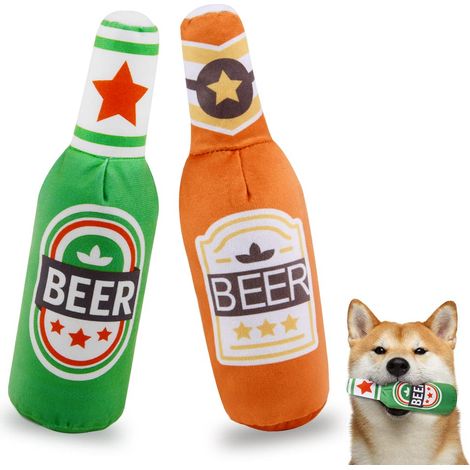 Jouet pour Chien Peluche, Doux Jouet à Mâcher Jouet Couineur pour Chien, Jouet pour Chien Créatif en Forme de Champagne pour l'interaction Mastication/Nettoyage des Dents (1/5)
