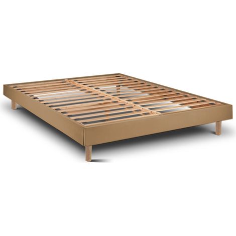Cadre de Lit Milano Tabac Pieds Rond 135x200