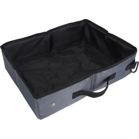 Bac à litière pliable pour chat en tissu Oxford 600D, idéal pour les voyages. Facile à nettoyer et réutilisable, il est parfait pour le camping et les longs trajets en voiture. Taille S. (1/5)