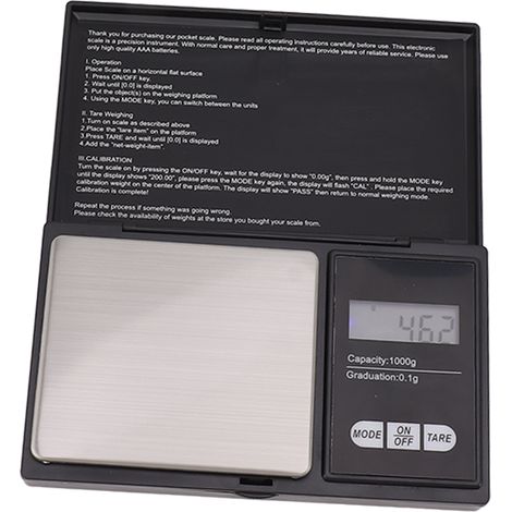 Schmuckwaage mit LCD-Anzeige, 0,01 g bis 1000 g, hohe Genauigkeit, Einheitenumrechnung, digitale Taschenwaage für Familie, Küche und Café (1/5)