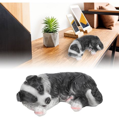 Statue de Border Collie pour jardin - Sculpture résine synthétique imperméable - Dimensions 20x12x8cm - Poids 417g - Ornement animalier extérieur (1/5)