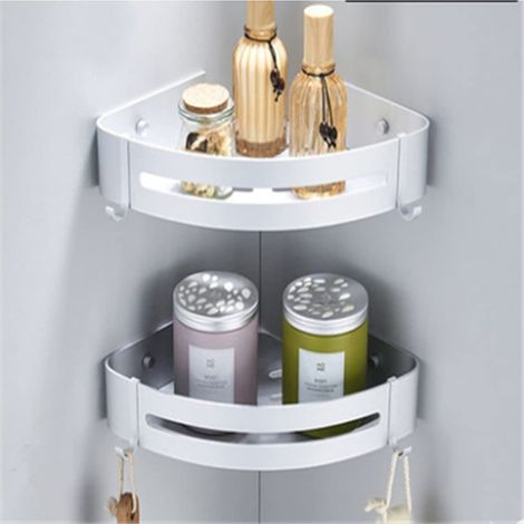 Étagères de Salle de Bain Boîte de Salle de Bain, Portefeuille de poinçonnage Gratuit Triangle Triangle Boîte de Rangement Organisateur(2pcs) (1/5)