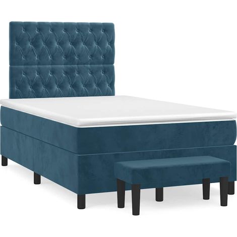 Maison Exclusive - Giroletto a Molle con Materasso Blu Scuro 120x190 cm in Velluto (1/5)