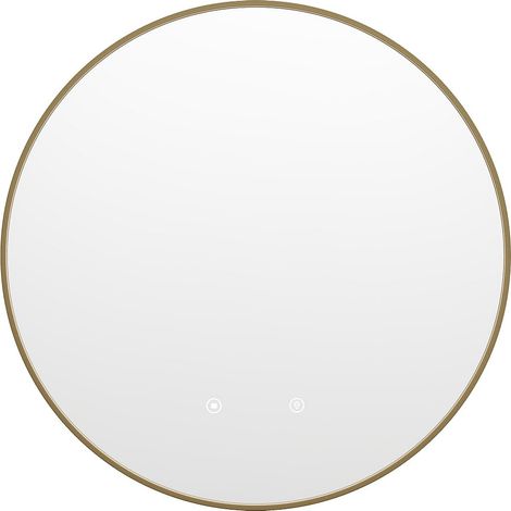 Specchio per bagno luminoso tondo antiappannamento con contorno Dorato D60 cm - PEONIA