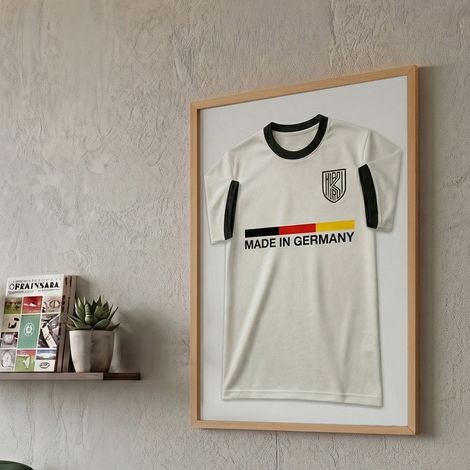 K-Möbel Cadre Maillot Brun 50x70cm Fond Blanc Vitrine Bois Massif
